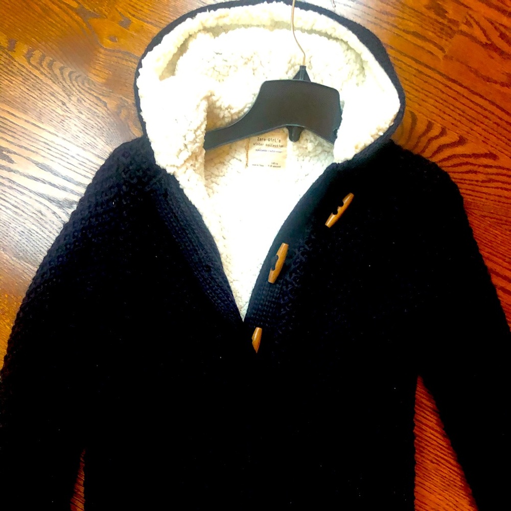 Girls Zara knit Sherpa jacket